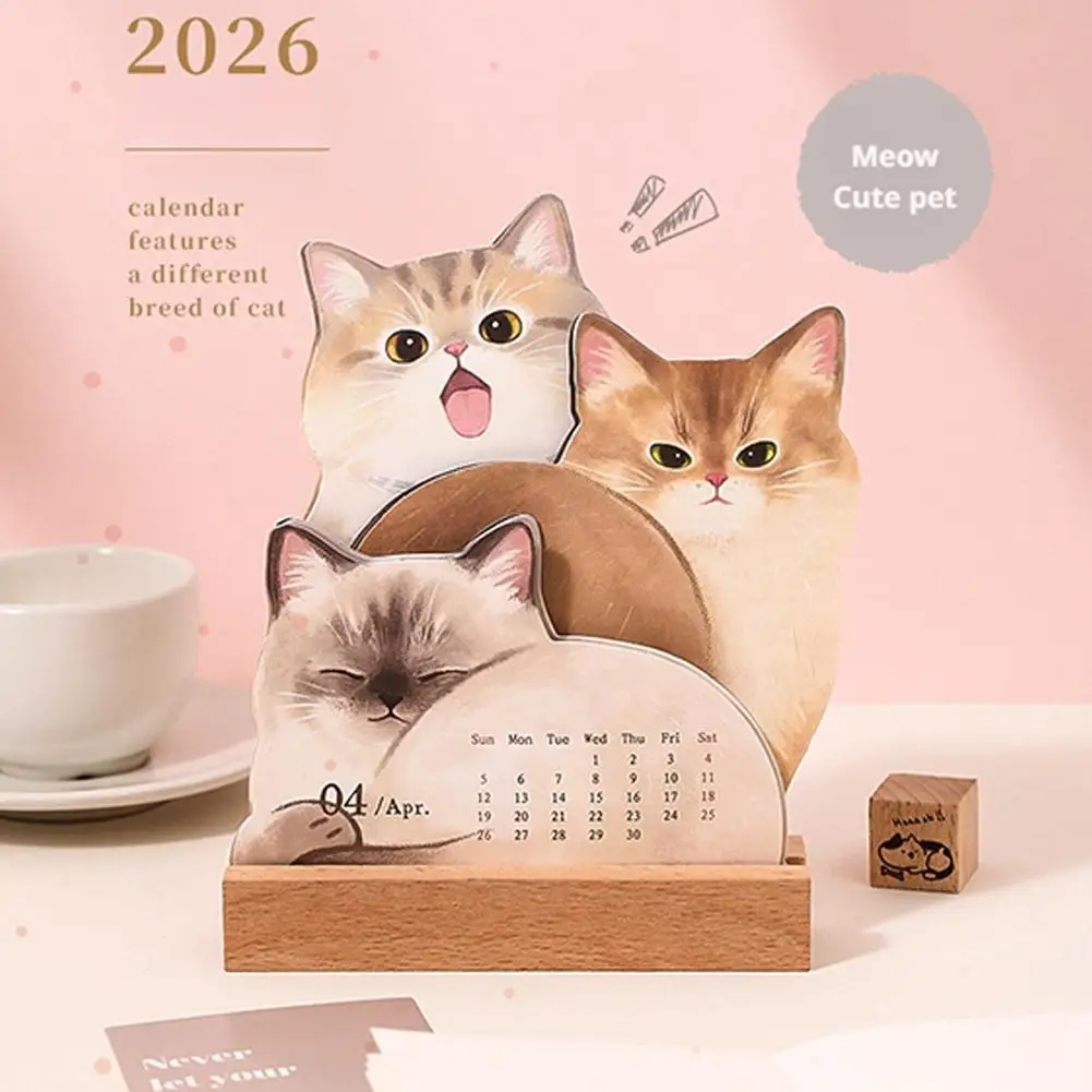 

Настольный календарь серии Cute Cat Dog на 2026 год, настольный планировщик, органайзер для годовой повестки дня, заметки для домашнего офиса, ежедневный планировщик, календарь