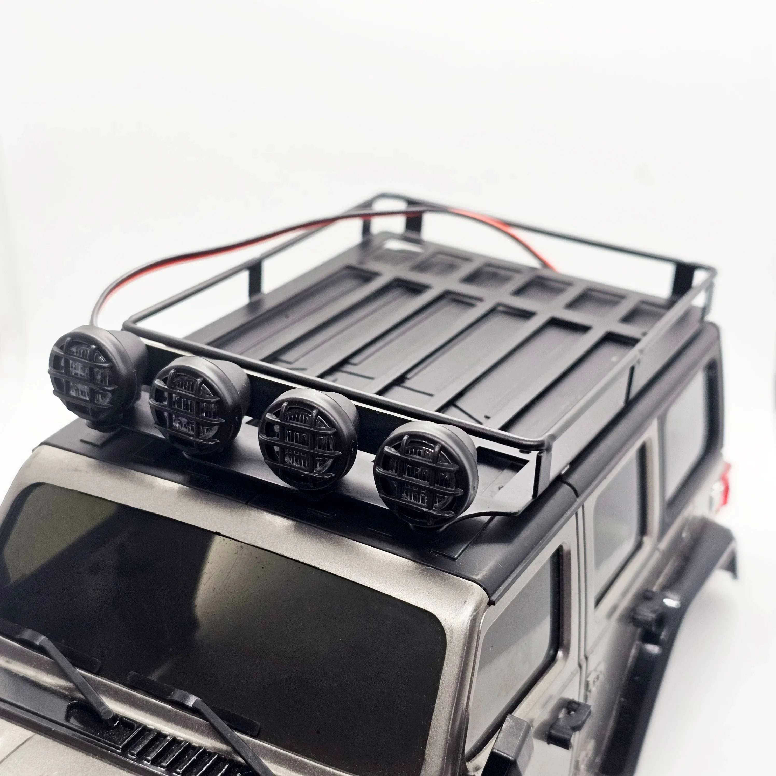 JJRC C8801 1/18 AX8560 RC Remote Control Car Parts Upgrade Metal Luggage Carrier Roof Rack with LED Light Ladder Decoration