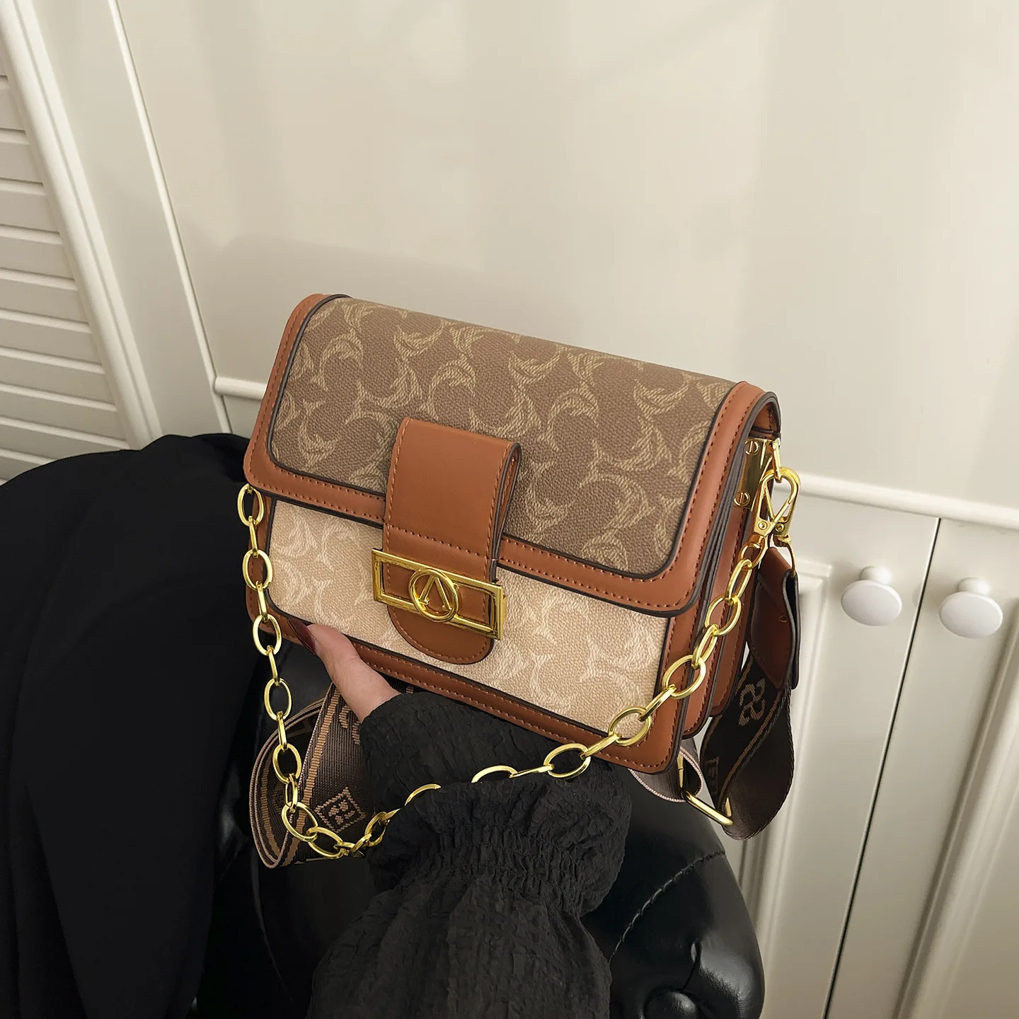classic-vintage-monogram-flap-crossbody-bag-trendy-versatile-shoulder-handbag-with-gold-chain-wide-strap