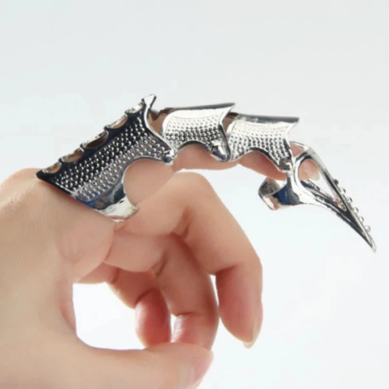 Imixlot-anillo Punk Rock Scroll Joint Armor nudillo de Metal, anillos de garra de dedo completo, juego de anillos de Halloween, venta al por mayor