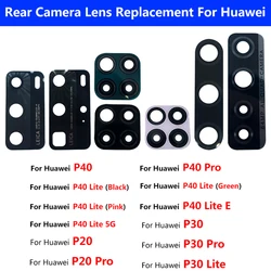 100% NOWOŚĆ Dla Huawei P50 P40 Lite 5G P40 Lite E P40 P30 Lite P20 Pro Szklany obiektyw tylnego aparatu z klejem do wymiany + narzędzie