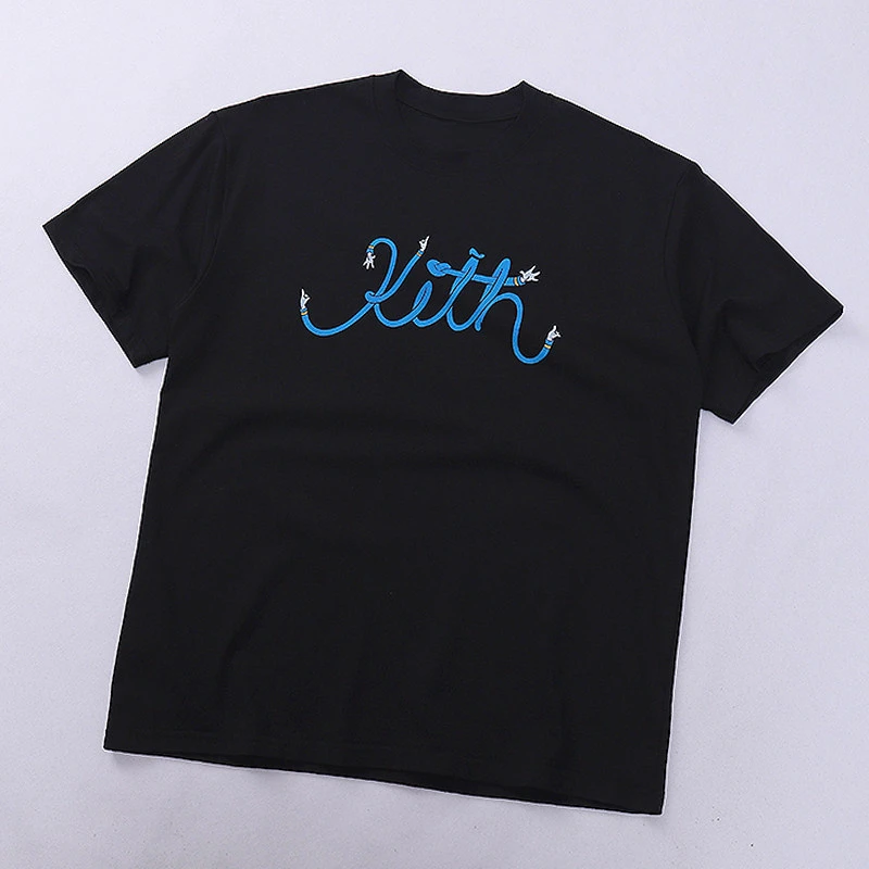 Fit KI American TH Vintage Printed Cotton Short-sleeved T-shirt Men and Women Couples Casual with Half Sleeved Top