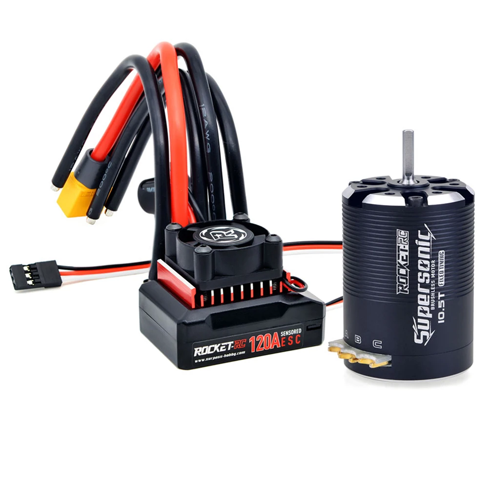 Rocket-RC Motor Supersonic Sensored Brushless 540 Motor and 120A ESC Combo for 1/10 RC Off-road Truggy Buggy Racing Car 