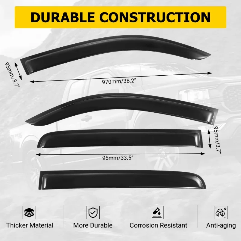 4Pcs/set Car Rain Shield  Sunshield Window Deflector Rain Cover Fit for Toyota Tacoma 2016-2022