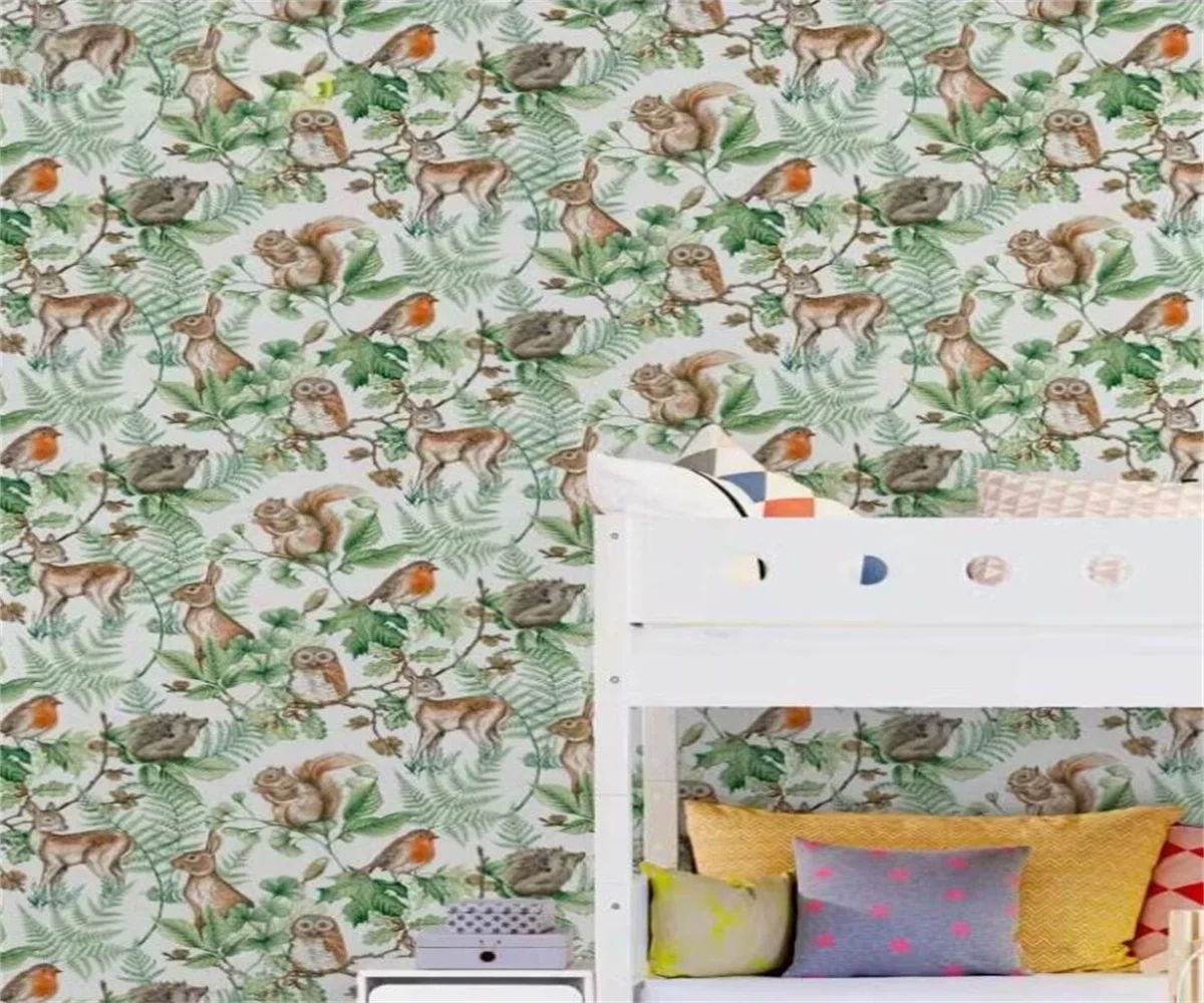 مخصص الحيوان الأرنب نمط خلفية مطعم فندق الديكور خلفية خلفية الفن الاستوائي ثلاثية الأبعاد خلفيات ديكور المنزل #4