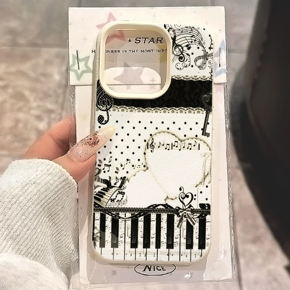 Klaviernoten-Spitzen-Handyhülle für iPhone 17 16 15 14 13 12 11 ProMax 16 15 14 Plus 17 16 15 14 13 12 Pro 17Air Silikon-Matt-Cover – Detail 1