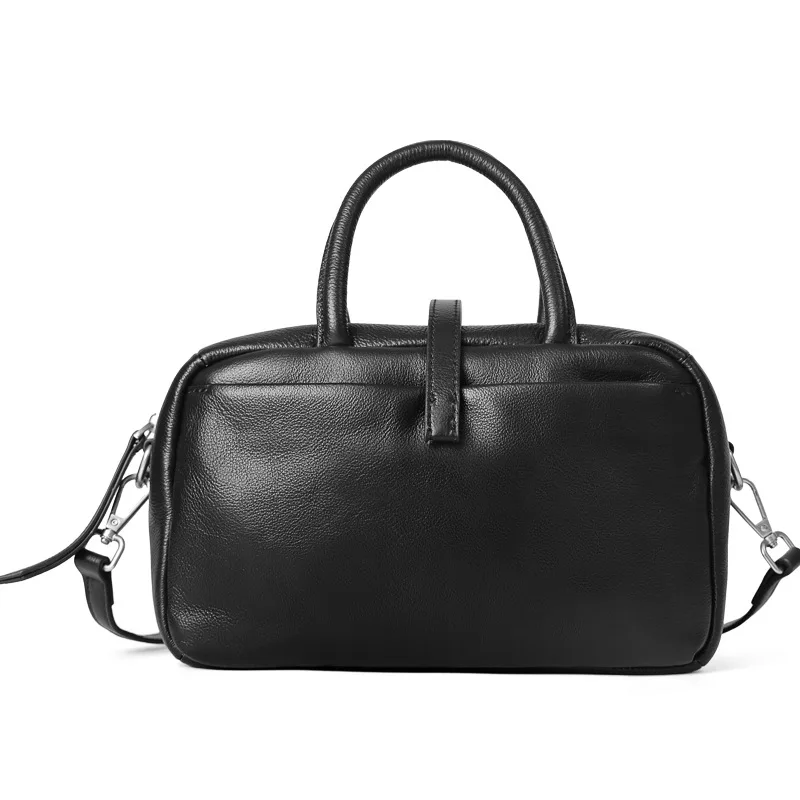 Minimalist Genuine Leather Women's Bag 2026 New Top-Grain Cowhide Boston Handbag Fashion Large-Capacity Shoulder Bag