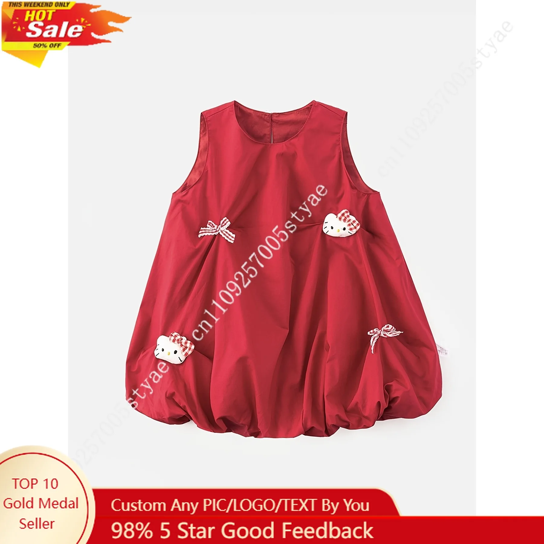 

Sanrio Hello Kitty Dress New Arrival for Summer Adorable KT Dress for Little Girls with Blossom Skirt Style Design Breathable
