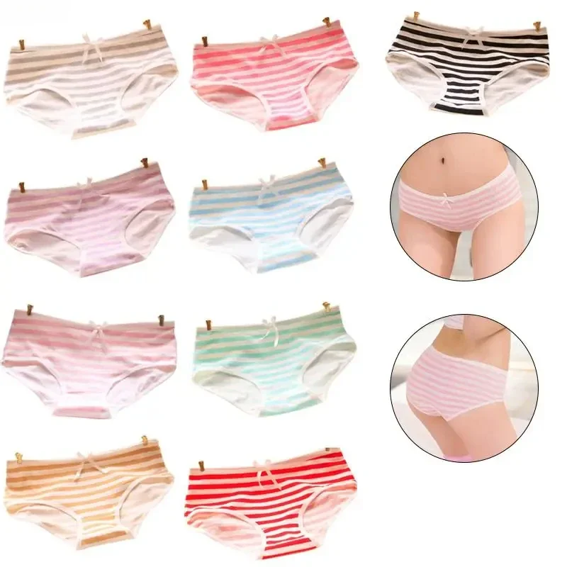 Damen Niedliche Sexy Unterwäsche Höschen Gestreift Marineblau Schleife Tanga Reizende Damen-Slips Baumwollunterwäsche – Detail 2