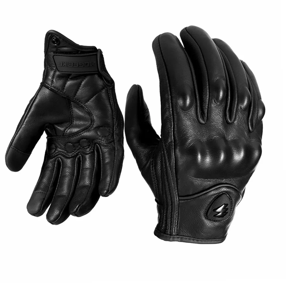 

Womens Goatskin Leather Touchscreen Motorcycle Gloves Men's Motorbike Windproof Glove