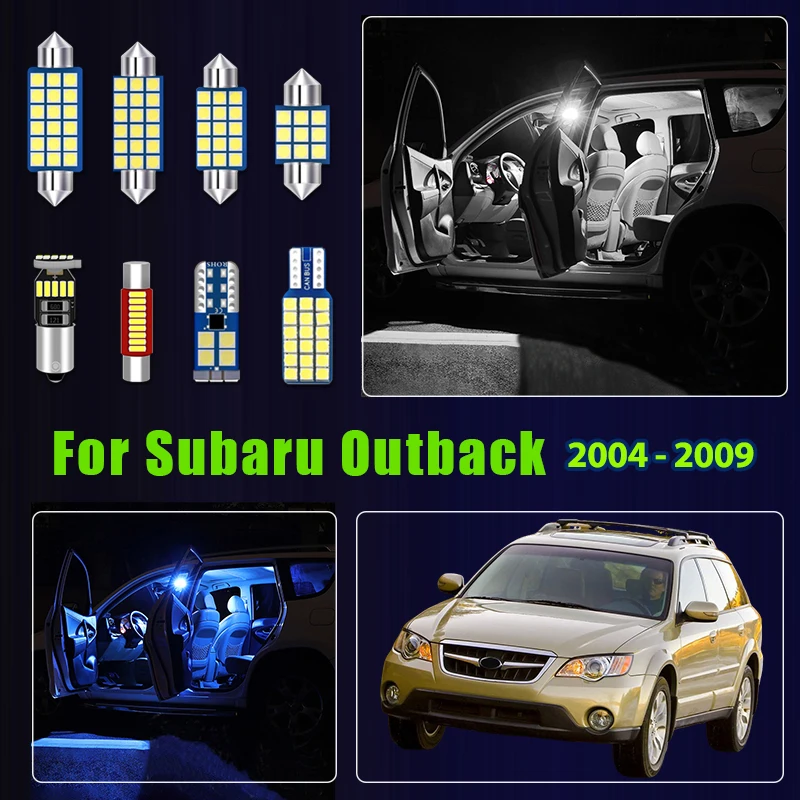 For Subaru Outback BL BP 2004 2005 2006 2007 2008 2009 11pcs Car LED Bulbs Interior Reading Lamp Door Trunk Lights Accessories