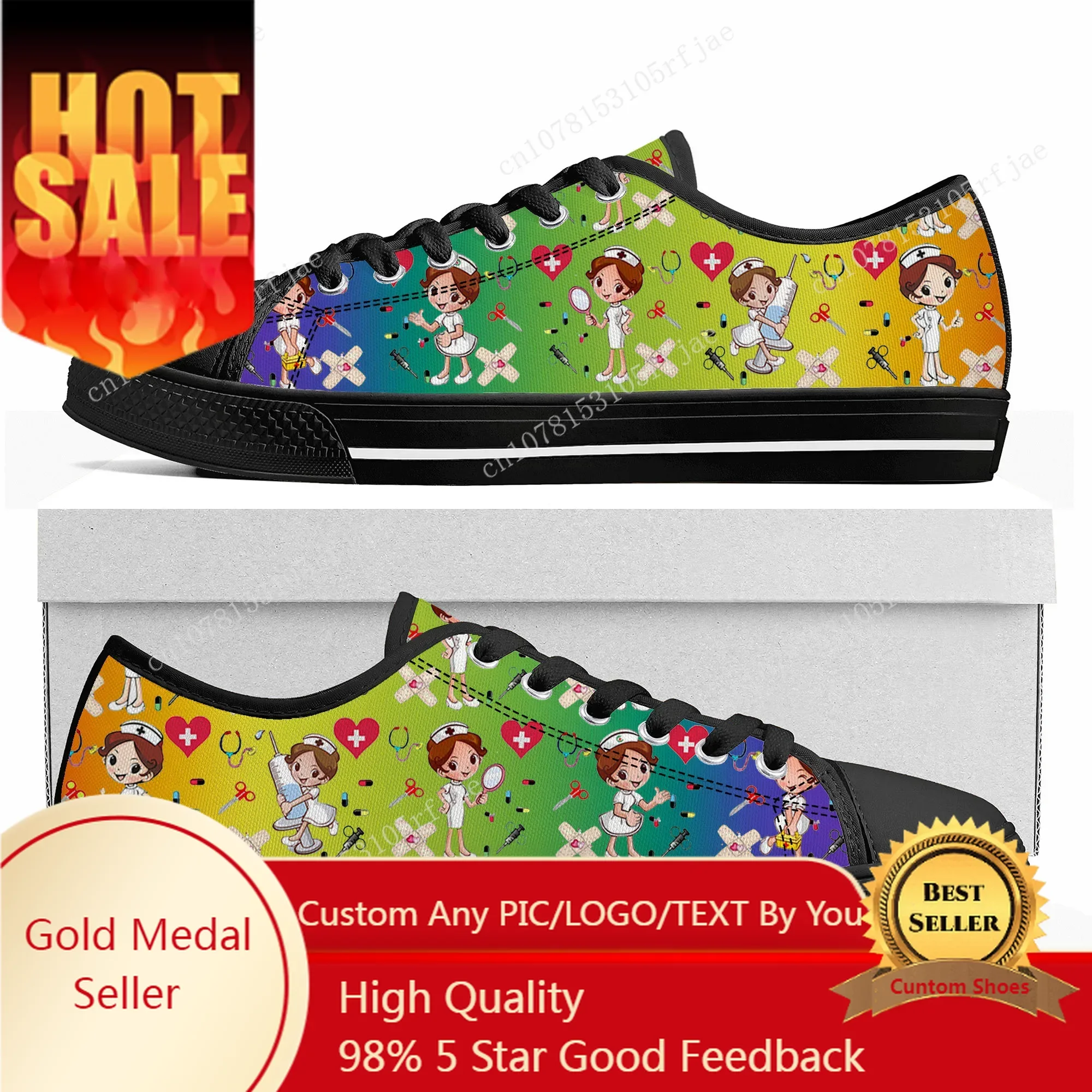 

Gradient Nurse Medical Hospital Work Custom Low Top Sneakers Womens Mens Shoes Casual Tailor Made Canvas Sneaker