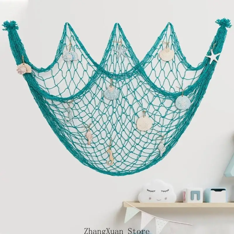 Muschel-Fischernetz-Wandbehang für Strandzimmer und Fotokabine, 3 x – Detail 4
