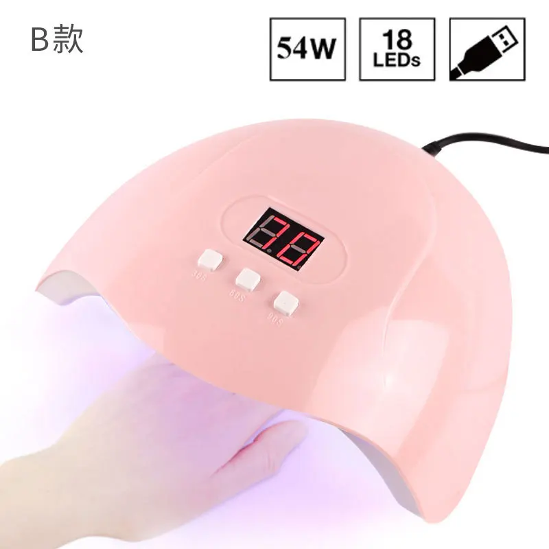 Lampe UV à 18LED 54W pour Nail Art, Minuterie, Gel, USB, vaccoir, Équipement, Outils de Manucure