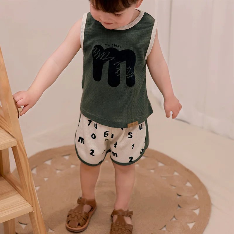 RomperDew الرضع الصدام اللون سترة مجموعة الصيف الفتيان والفتيات الطفل نزهة الملابس بحروف الطفل سترة قمصان #6