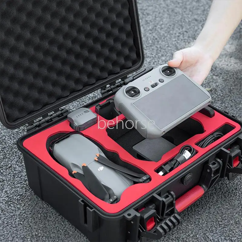 Waterproof Case For DJI Air 3S Classic Black Large Capacity Explosion-proof Case Drone Accessory Organizer