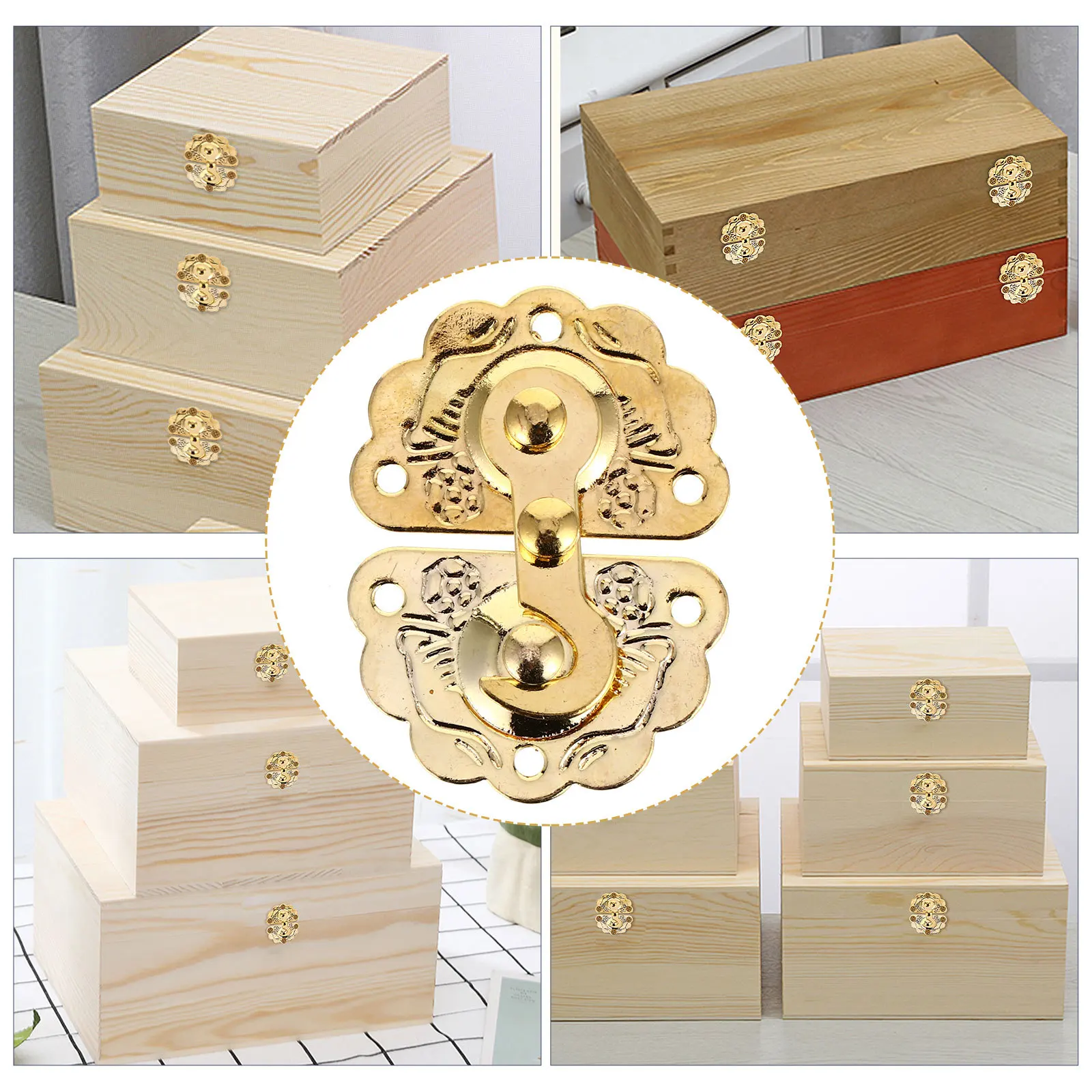 

5pcs Wooden Box Lock Alloy Durable Packing Box Lock For Suitcase Cabinet Storage Case Retro Buckle Latch Home Use