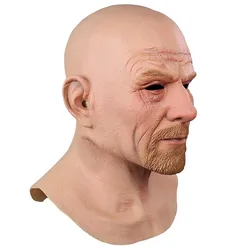 Realistic Latex Bald Mask for Adults, Visible Latex Headgear, Full Head Cover, Old Man, Halloween, Novelty