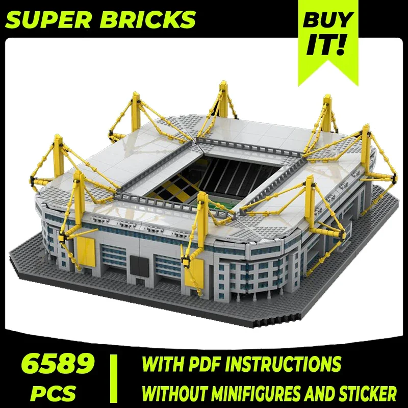 Football Field Model Moc Building Bricks Westfalen Stadium Technology Modular Blocks Gifts Christmas Toys DIY Sets Assembly