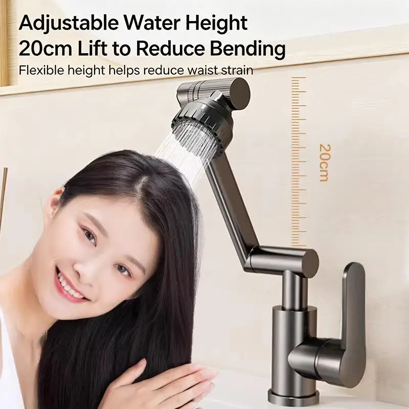 Kitchen Faucet 1080° Rotating Water Saving Splash Guard Multifunctional Tap for Household Dish Washing Use