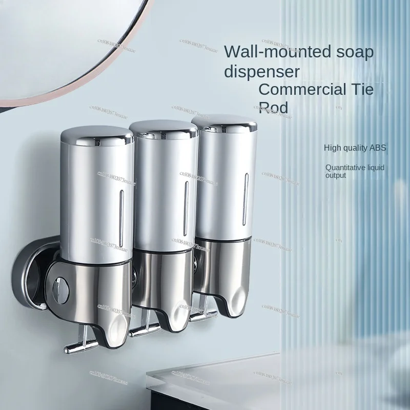 Wall-mounted Bathroom Accessories Set: Non-punching Soap Dispenser and Toiletries Box, Convenient Pressing Design