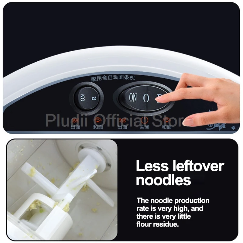 Mesin Pembuat Mie Otomatis 110V/220V dengan Mie Anti Lengket dan 9 Pilihan Cetakan Operasi Satu Tombol untuk Penggunaan Dapur Rumah