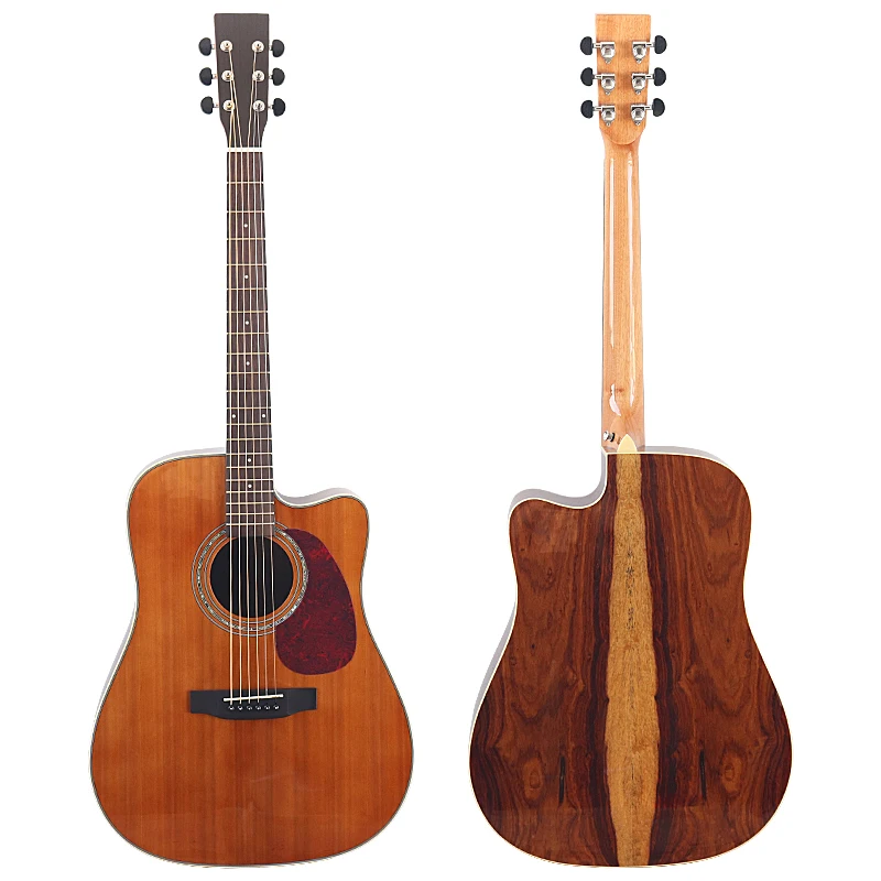 Solid Red Cedar Top Santos Body Electric Acoustic Guitar with EQ 6 String 41 Inch Cutaway Design High Glossy Folk Guitar