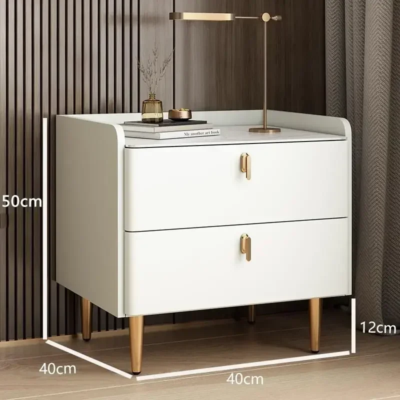 Luxury 2/3 Drawers Solid Wood Bedside Table Storage Dresser Cabinet Nightstands Slate Mini Night Stands for Bedroom Furniture