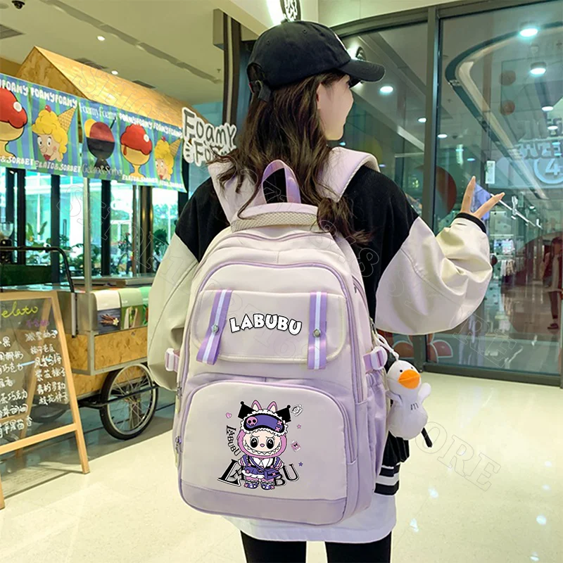 Labubu Boys Girls Fashion Schoolbag University Student Commute Bags Large Capacity Backpack Valentine's Day Birthday Party Gifts