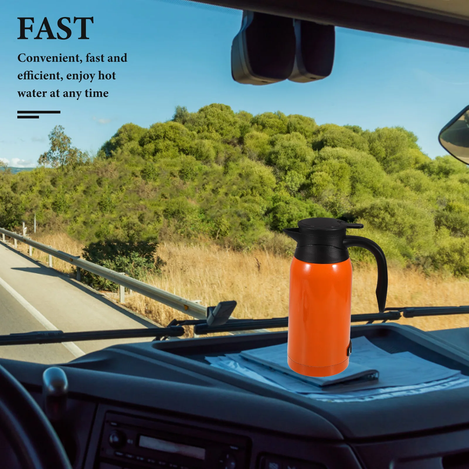 

Car Kettle Water Heater 304 Stainless Steel Large Capacity Kettle Portable for Truck Drivers Car Travel