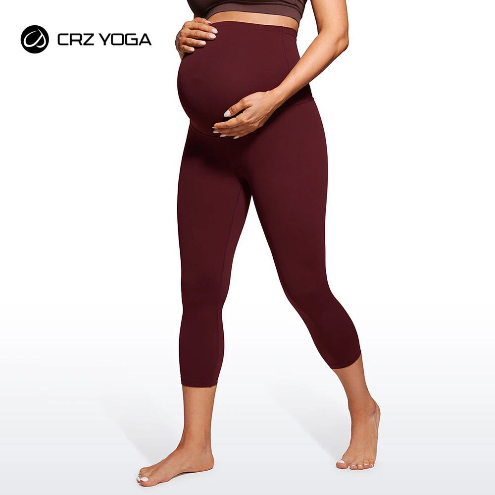 

CRZ YOGA Womens Butterluxe Maternity Capris Leggings 21" - Crop Pants over the Belly Workout Active Yoga Pregnancy Soft