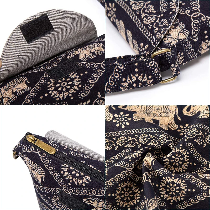 Annmouler Vintage Women Shoulder Bag Bohemian Style Crossbody Bag Hippie Small Size Phone Pouch Large Pockets Messenger Purses