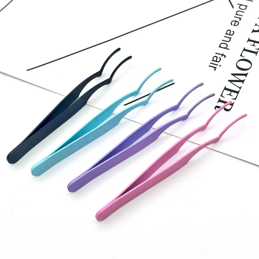 5pcs Arc Eyelash Curler, Slender Arc Chuck, Grafting Eyelash Tool, Precise Tweezers, Ideal for Beginners and Salons.