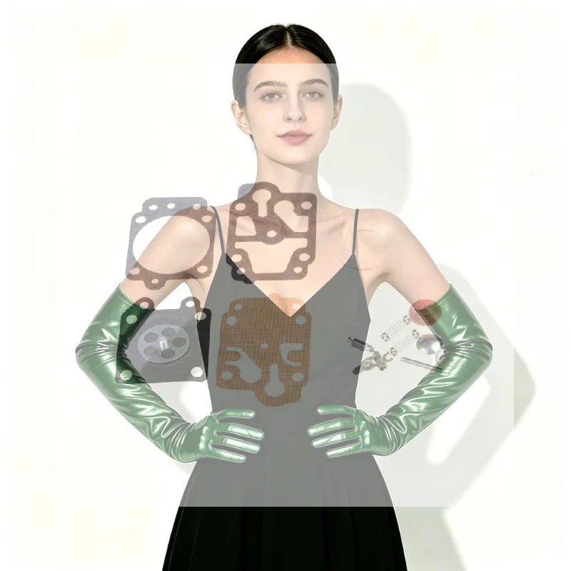 Sexy Patent Leather Women Tight Long Gloves Punk Rock HipHop Jazz Disco Pole Dance Metallic Mittens Halloween Cosplay