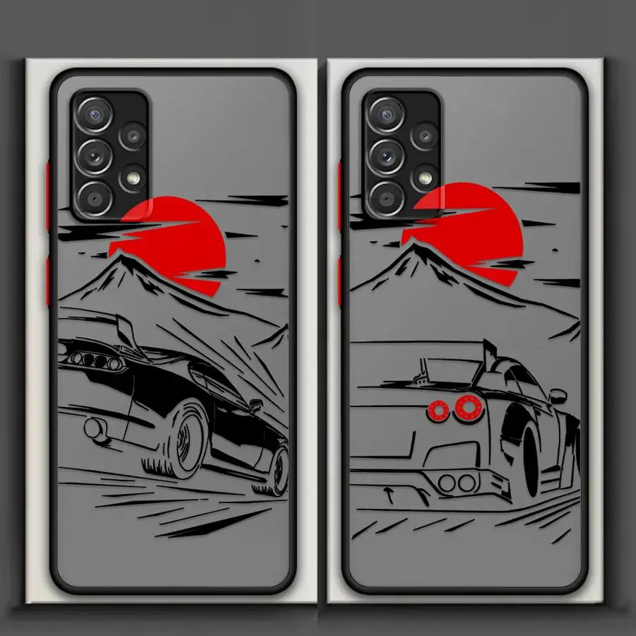 Cartoon Sunset Car Case for Samsung Galaxy A14 A23 A34 A36 A17 A52 A53 A56 A55 A16 A15 A52S A72 A73 A33 A35 A54 Phone Cover