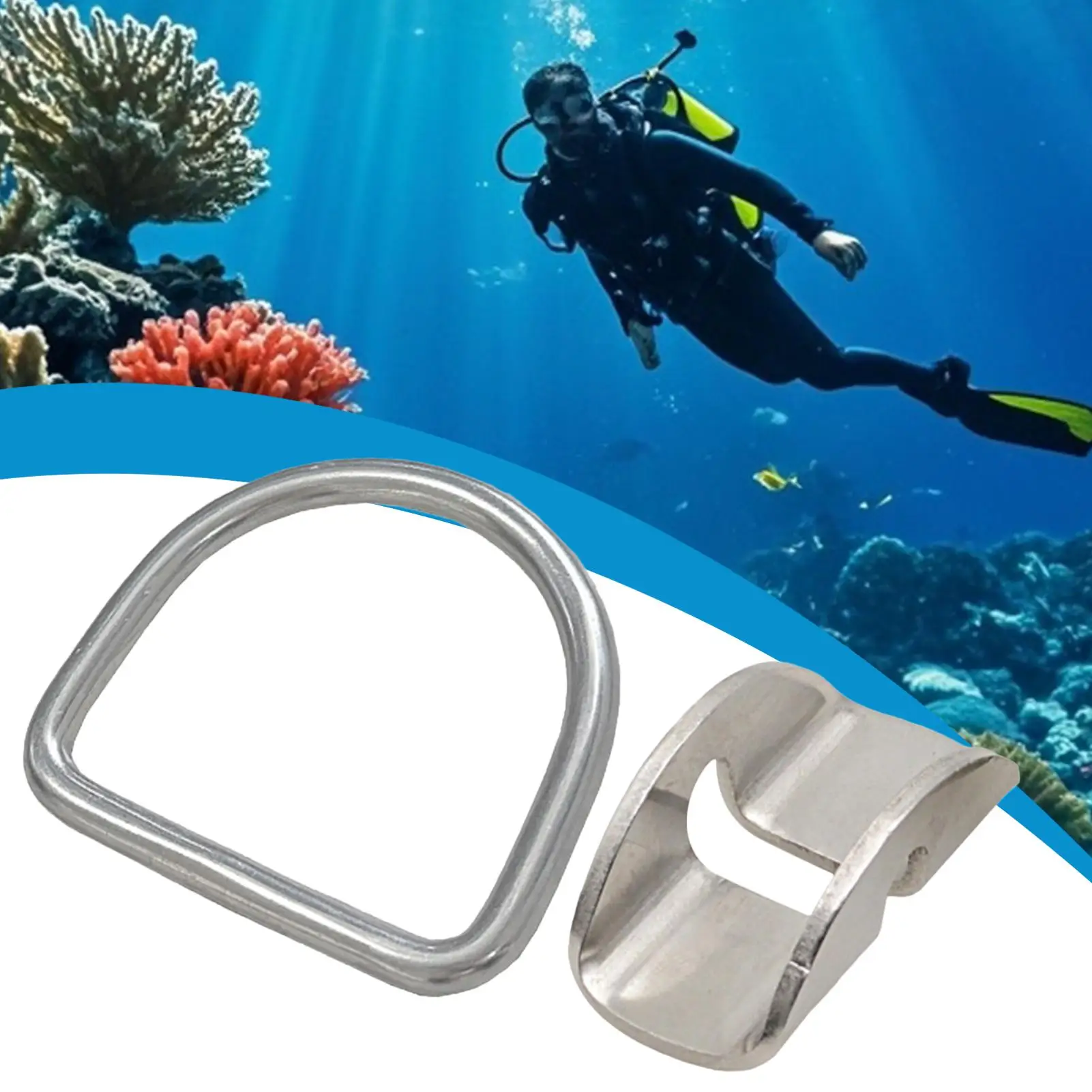 الغوص حزام الوزن D حلقة الفولاذ المقاوم للصدأ حزام تسخير حزام الغوص D حلقة الظهر يطير الجانب تحديد المواقع مشبك قاعدة للمياه