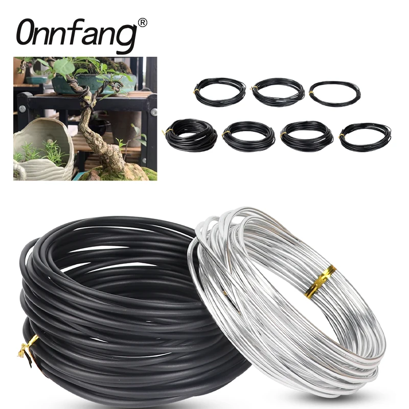 

5M Bonsai Wire Anodized Aluminum Black/Sliver Bonsai Training Wire 1.0~3.5 mm for Training Plant Shapes Garden Tool Accessories