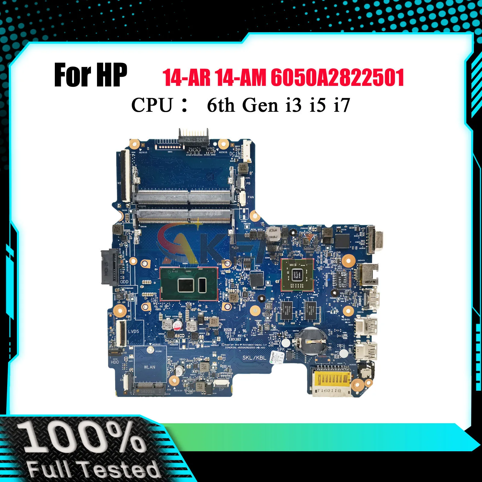 

6050A2822501 для ноутбука HP 240 G5 14-AC 14-AM, материнская плата 858030-001 909173-001 с процессором i3 i5 i7 DDR4, 100% полностью протестирована