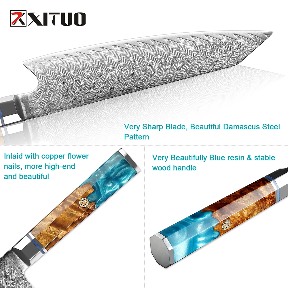 Cuchillo de Chef Kiritsuke, cuchillo de Damasco afilado profesional de 8 pulgadas, cuchillo Gyuto de cocina japonés VG-10 de acero inoxidable con alto contenido de carbono