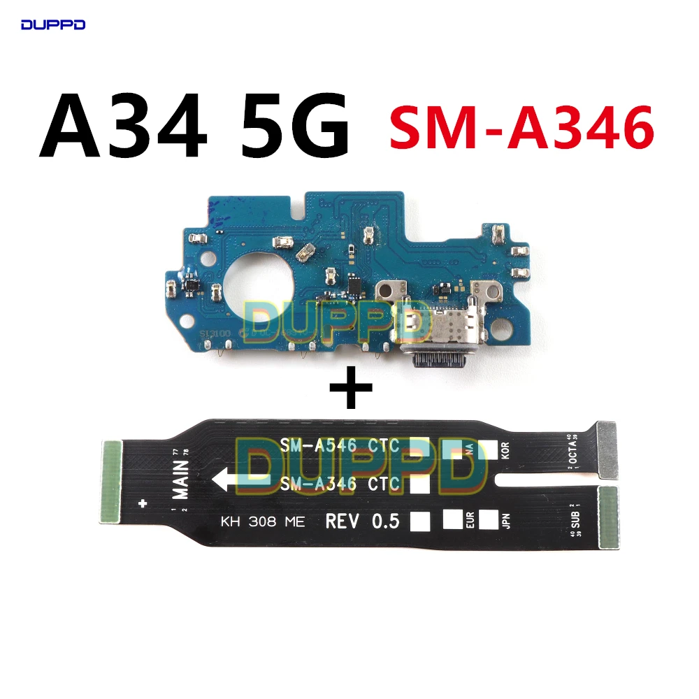 USB Charging Port Dock Board Connector Main Motherboard Flex Cable For Samsung Galaxy A34 5G A346B A346