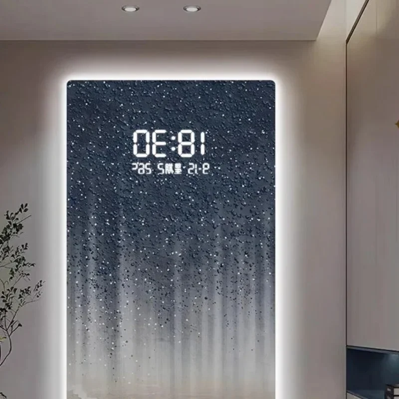 *Nordic Light Wall Clock Aesthetic Thermometer Date Digital Clock Bedroom Modern Reloj Pared Living Room Decoration