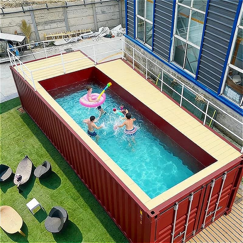 Large Container Swimming Pool 20ft 40ft Long Durable Outdoor Above Ground Swimming Container for Resort Family Customized Sale