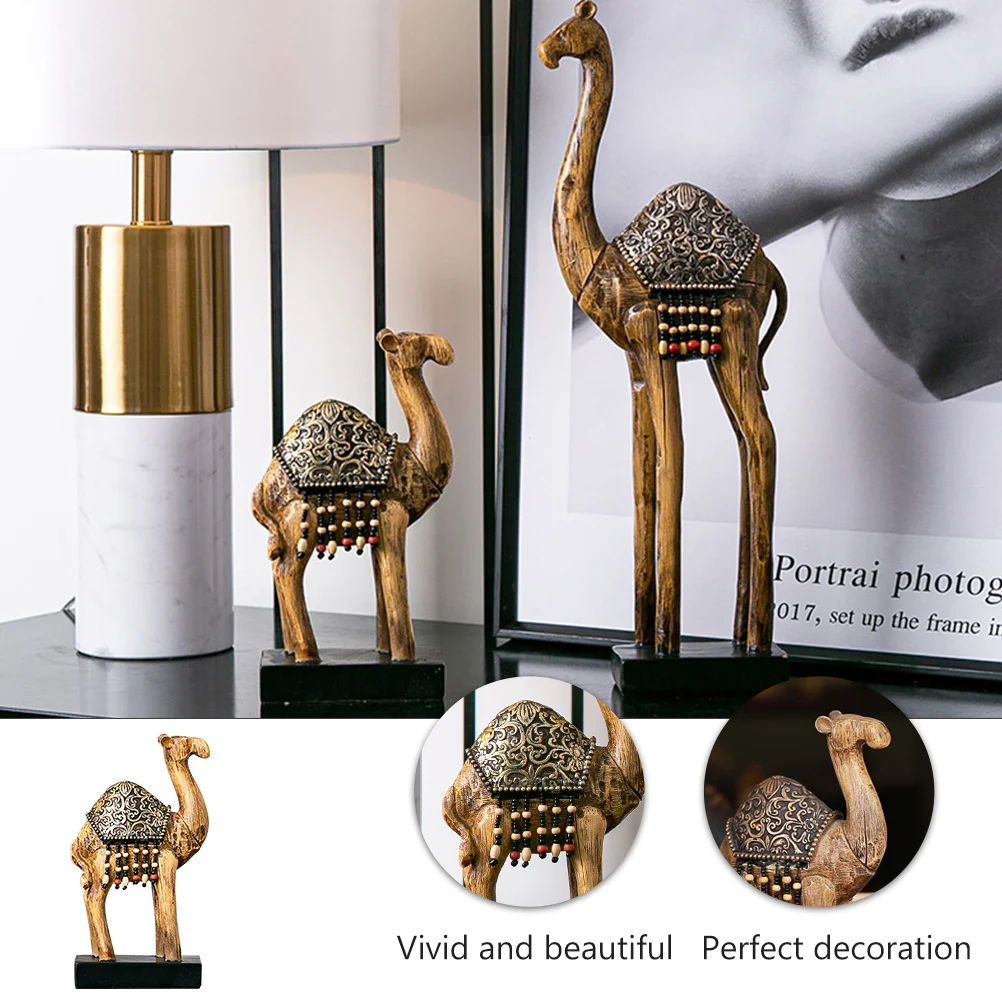 

1pc Simulated Wood Carving Camel Resin Decor Vivid Desktop Ornament For Home Office Hotel Decoration Camel Decorative Craft