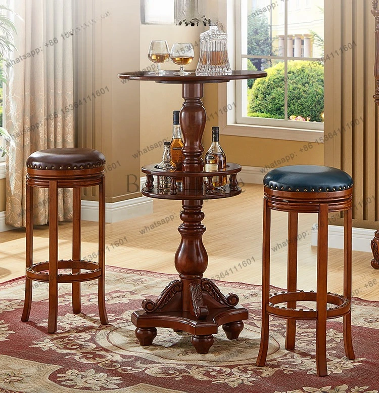 

Retro American solid wood bar Rotatable retro bar table