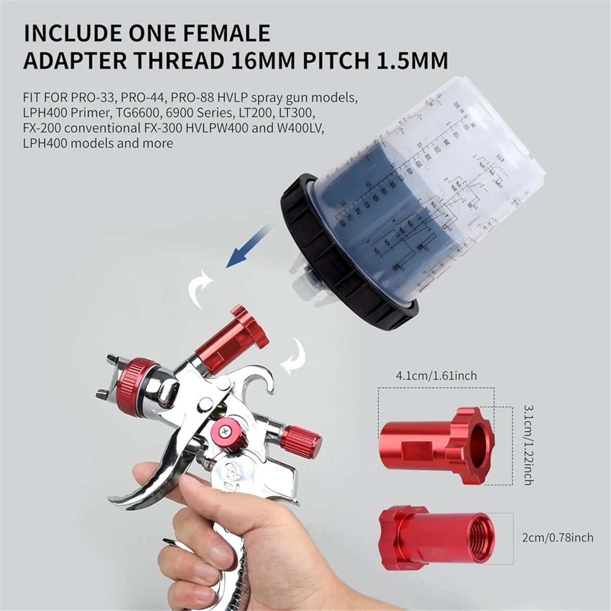 Tasse de peinture AT59, gobelets de mélange de peinture HVLP, Kit de 27 onces (800ML) avec système de 45 tasses et couvercles, avec anneau de retenue