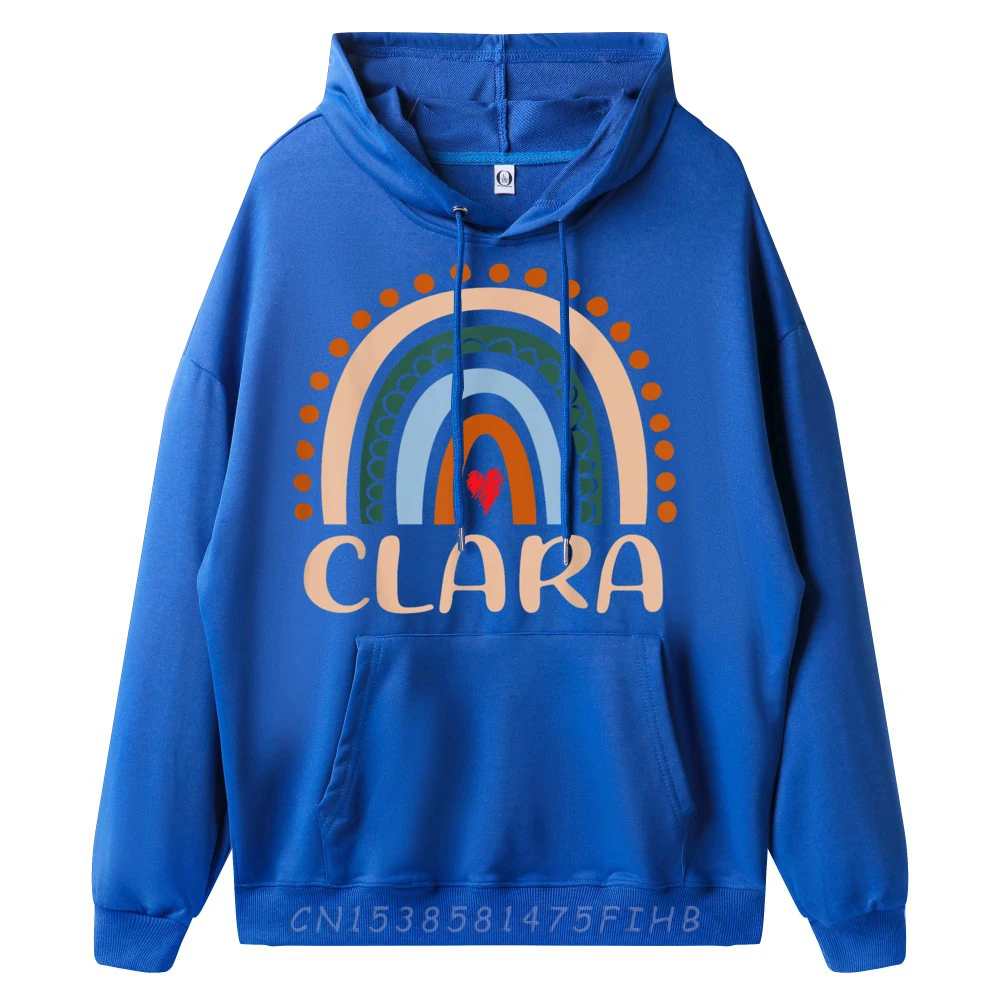 Printed Clara Name Personalized Rainbow Clara Sweatshrt Graphic Christmas Long Sleeve O-Neck Hoodies Men Gift Hoodies