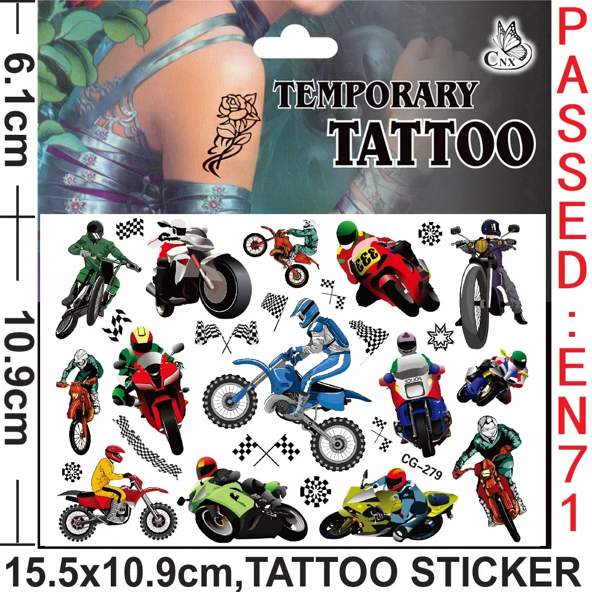 Violent Motorcycles Tattoo Stickers Waterproof Cute Sticker  Anime Birthday Party Supplies Decoration For Kids Women Men Gifts