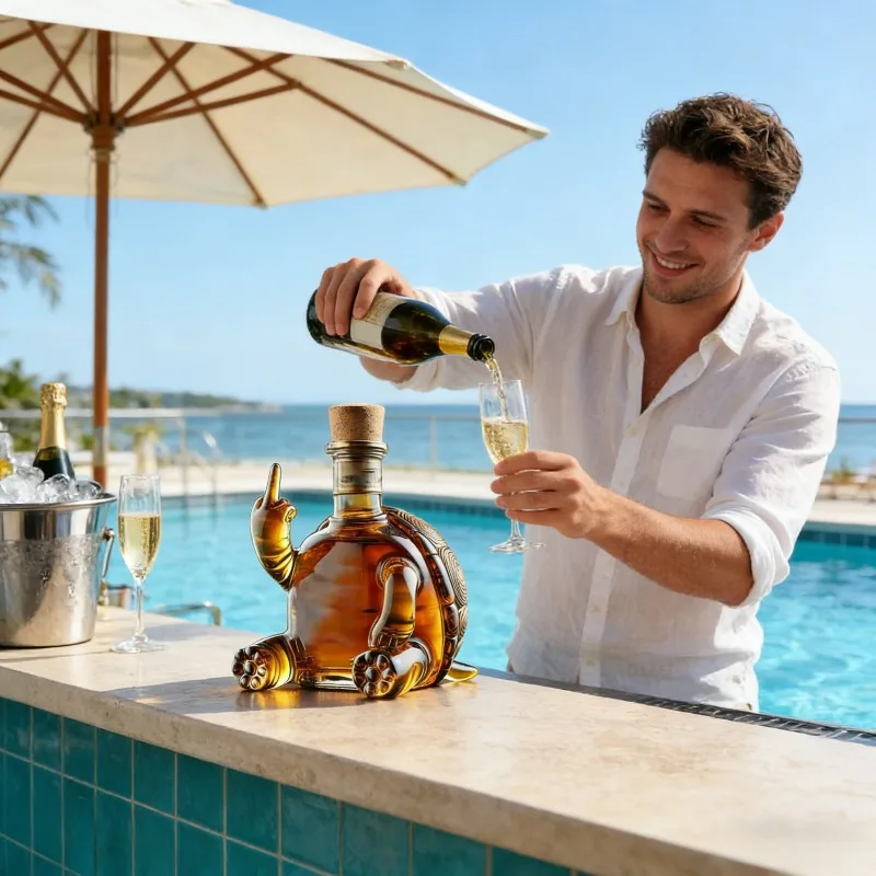 

Забавный графин для виски в виде утки, черепахи, собаки с показывающим средний палец, 10 унций, стеклянная бутылка-статуэтка для виски и вина, декор для бара, офиса, дома