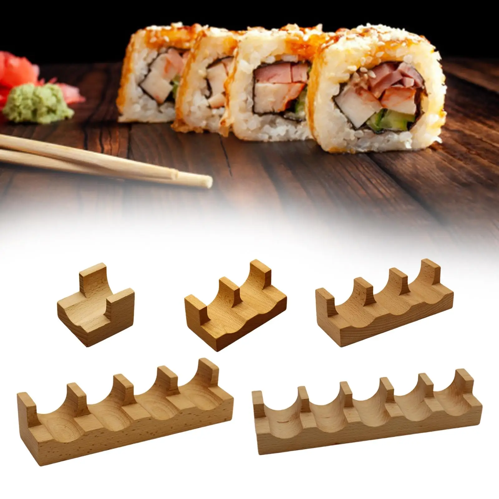 Sushi Taco Holder Decorative Tray Platter Plate Wood Temaki Holder Rack for Presentation Desktop Restaurant Gatherings Kitchen view 3