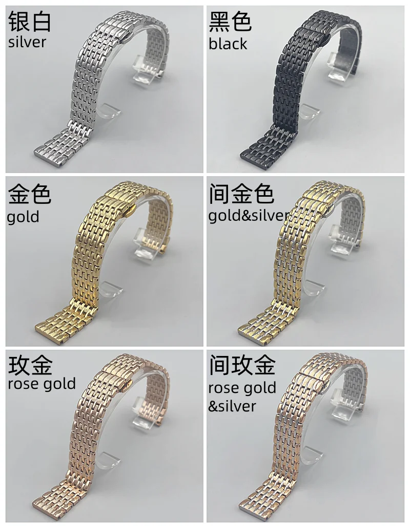 Luxus Edelstahl Slim Uhrenarmband Zubehör 12/13/14/16/18/19/20/21/22/24mm Gold Silber Wasserdicht Schmetterling Schnalle – Detail 2